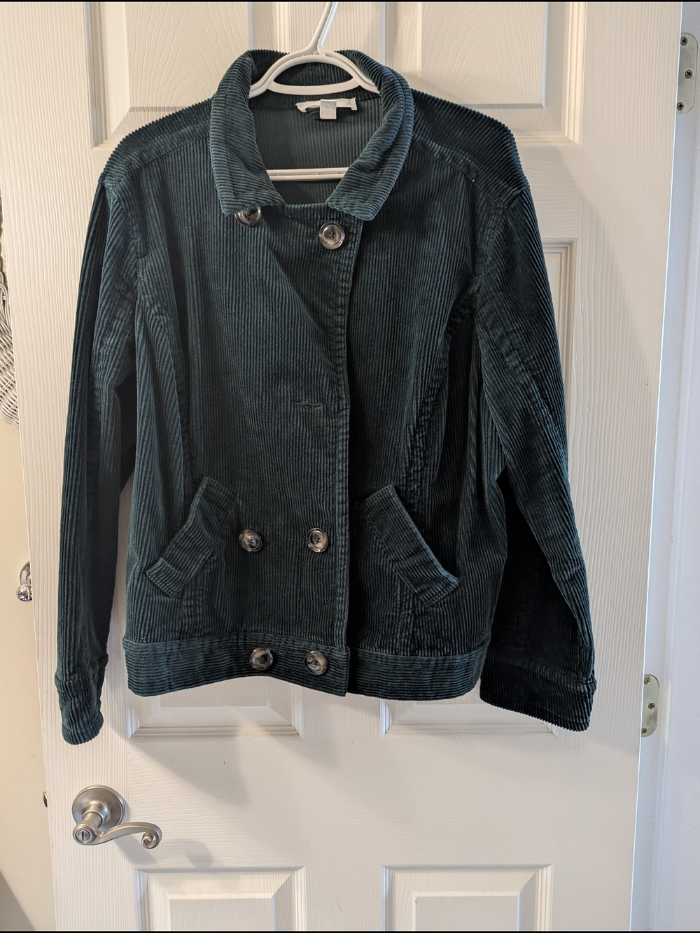 Corduroy Double-Breasted Jacket - Dark Green